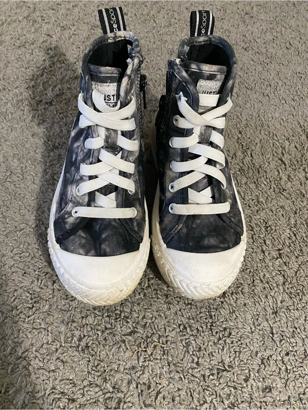 Girls size 13 Kids' High-Top Platform Sneakers in Black Tie-Dye